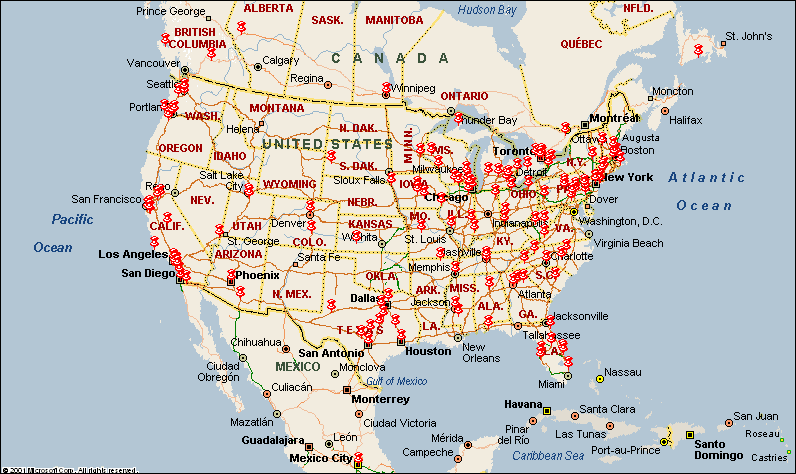 Cystinosis Map:  US - CANADA - MEXICO